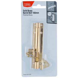 Taskmaster 100mm Polished Brass Barrel Bolt