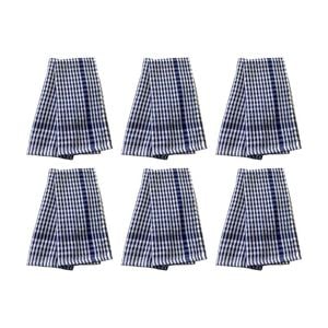 6x2pc Cdsi Essential Terry Towel Check Cotton Durable Absorbent Blue 45x65cm
