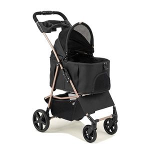 Costway 3-in-1 Foldable Pet Stroller Dog Detachable Carrier Leash Black