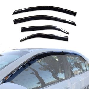 AUSGO Stainless Trim Weather Shields for Toyota Camry 2012-2015 Weathershields Window Visors Wind Deflectors