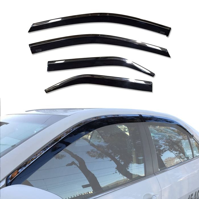 AUSGO Stainless Trim Weather Shields for Toyota Camry 2012-2015 Weathershields Window Visors Wind Deflectors