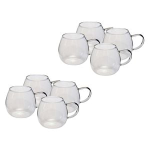 2x 4pc Coffee Culture Deca 380ml Glass Single Wall Hot/Cold Drink Mug Set Clear