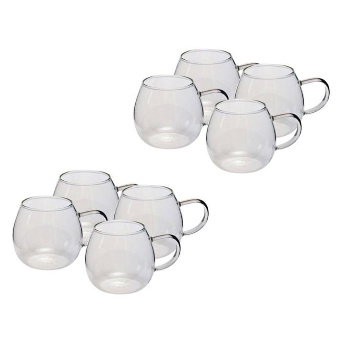 2x 4pc Coffee Culture Deca 380ml Glass Single Wall Hot/Cold Drink Mug Set Clear