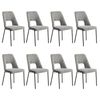 Oikiture 8x Dining Chairs Chenille Fabric Grey