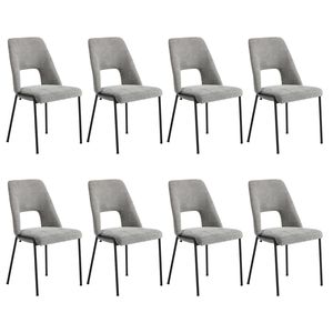 Oikiture 8x Dining Chairs Chenille Fabric Grey