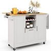 Costway Mobile Kitchen Island Trolley Buffet Sideboard White