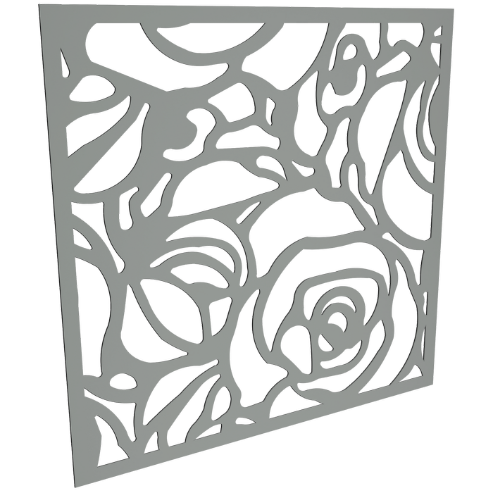 ProtectorAl 300-1200w x 300-1200h Palladium Silver Roses Unframed Solid Aluminium Decorative Panel