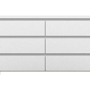 Elara White High Gloss 6 Drawer Chest