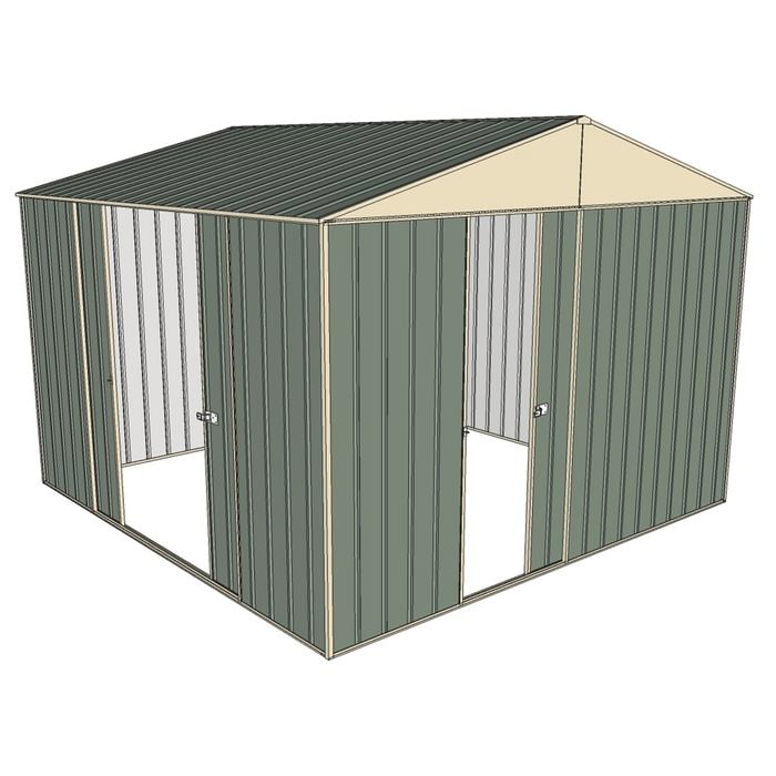 Build-a-Shed 3.0 x 3.0 x 2.3m Gable Double Sliding Side Door Shed - Green