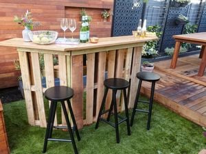 DIY Step Image - D.I.Y. wooden pallet wine bar . Blob storage upload.