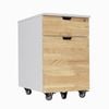 Desky 5 Wheel Anti Tilt Wooden Minimal Filing Cabinet Natural Finish - White Frame