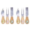 2x 3pc Splosh Caravan Bamboo Steel Camping Cheese Knife Set 12.5cm Natural