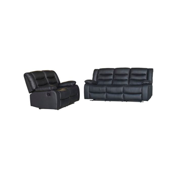 2 Seater Recliner Sofa In Faux Leather Lounge Couch in Black
