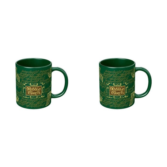 2PK The Lord Of Rings Middle Earth Coloured Coffee Mug Green and Yellow