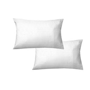 600TC Pair of Narrow Self Striped Standard Pillowcases White