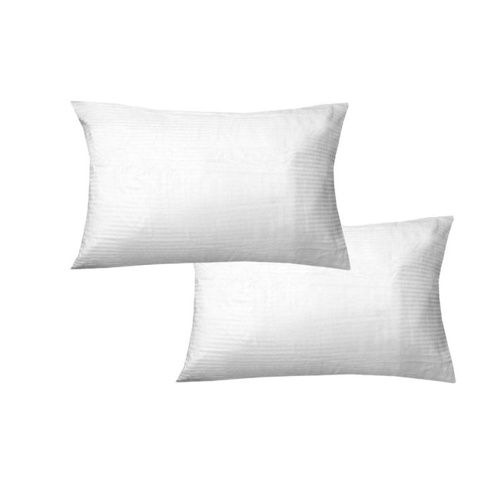 600TC Pair of Narrow Self Striped Standard Pillowcases White