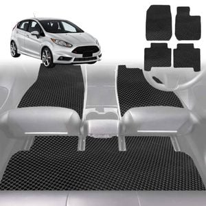 6D Diamond Car Floor Mats for Ford Fiesta 2008-2018-Full Set-Black-Outback GT
