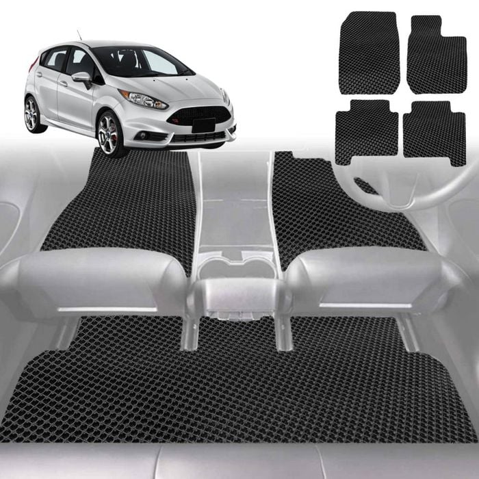 6D Diamond Car Floor Mats for Ford Fiesta 2008-2018-Full Set-Black-Outback GT