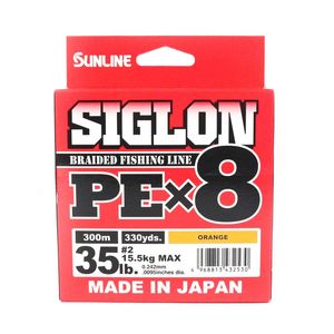 Sunline Siglon PE x8 Orange Colour 300m Braid Fishing Line 35lb