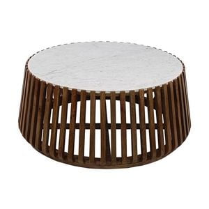 Agnes 80cm Marble Coffee Table Oak White