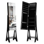 Costway Rotatable Jewellery Storage Armoire Full-Length Mirror Cabinet Black