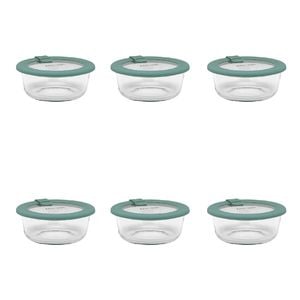 6PK Ecology Store Round Glass Food Container 400ml - Eucalyptus