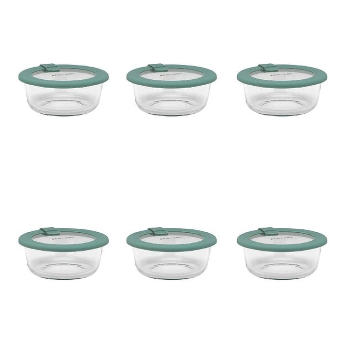6PK Ecology Store Round Glass Food Container 400ml - Eucalyptus
