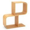 Costway S-shaped Bamboo Bookshelf 2 Cubes Display Shelf Bookcase Natural