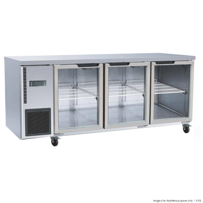 Thermaster Stainless Steel Triple Glass Door Workbench Fridge – TL1800TNG-3D