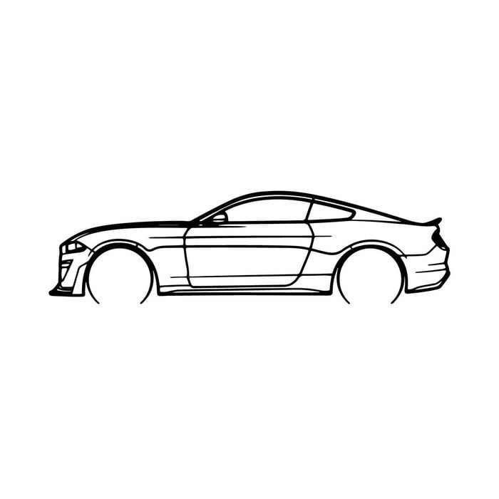 Ignite Laser Ford 2021 Mustang Silhouette Metal Wall Art Coated Black 23.6inch/60cm