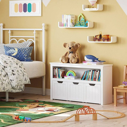 Vasagle
  Wooden Storage Bench with Shelf and 3 Drawers.  I/N: 0387746