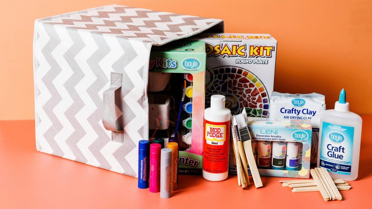A box with craft supplies