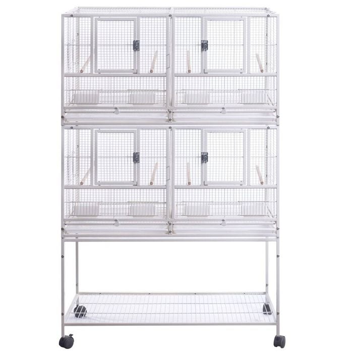 YES4PETS White Breeding Bird Budgies Aviary Cage Shelf Wheels