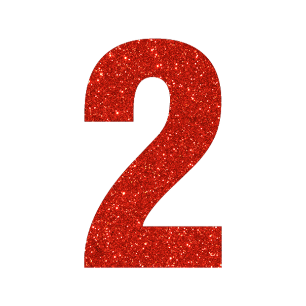 Glitter red number 2.