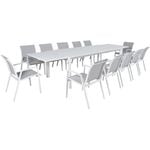 Iberia 13pc 230-345cm Aluminium Outdoor Extensible Dining Table Chair White
