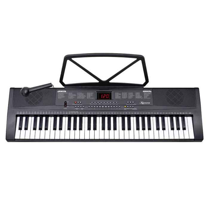 Karrera 61-Key Electronic Piano Keyboard 75cm Black - Portable Digital Keyboard with 255 Timbres & Lesson Modes
