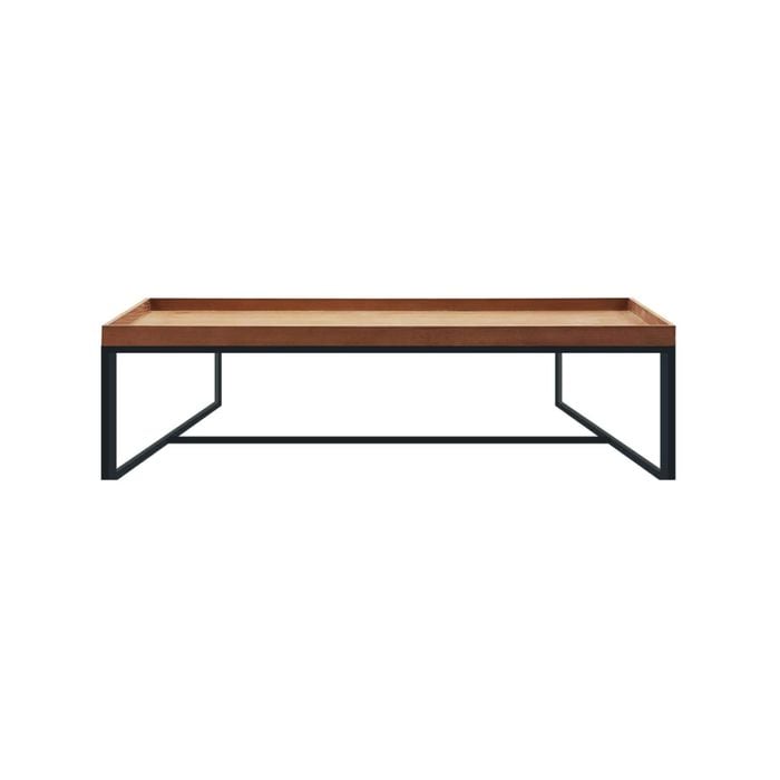 HomeStar Regent Rectangle Coffee Table Black Powdercoated Metal Legs - Oak veneer
