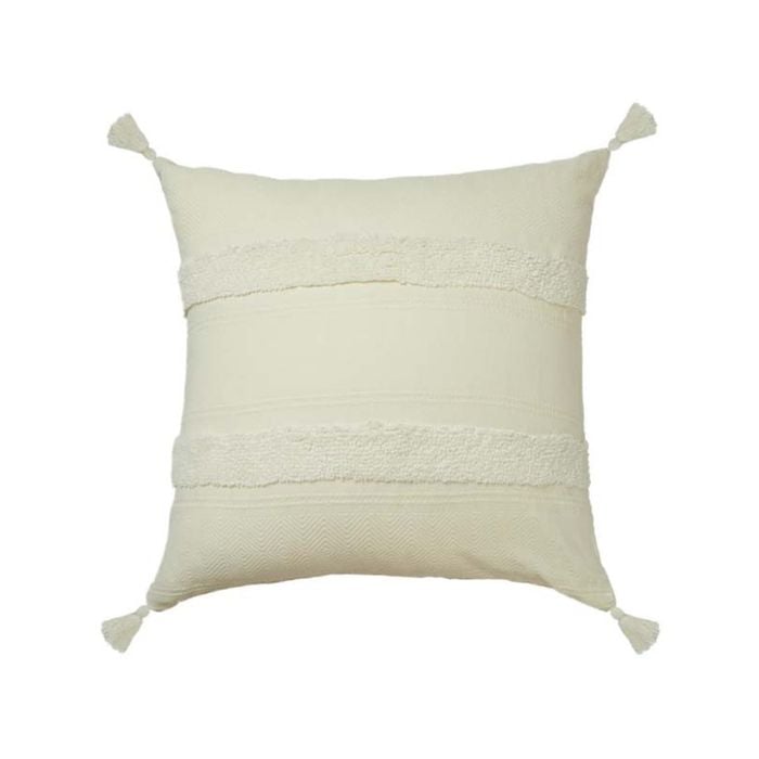 Accessorize Bedroom Collection 65cm x 65cm Antique White Indra Tassel European Cushion