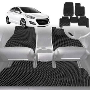 6D Diamond Car Floor Mats for Hyundai i30 2012-2016-Full Set-Black-Outback GT