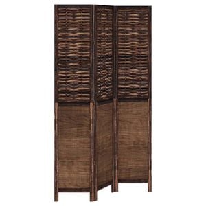 vidaXL Room Divider Privacy Screen 3 Panels Dark Brown Paulownia