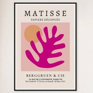 Galrie Henri Matisse Pink Foliage Exhibition Print from Galerie Berggruen & Cie, Black Frame, A0 84 x 119cm (33 x 47inch)