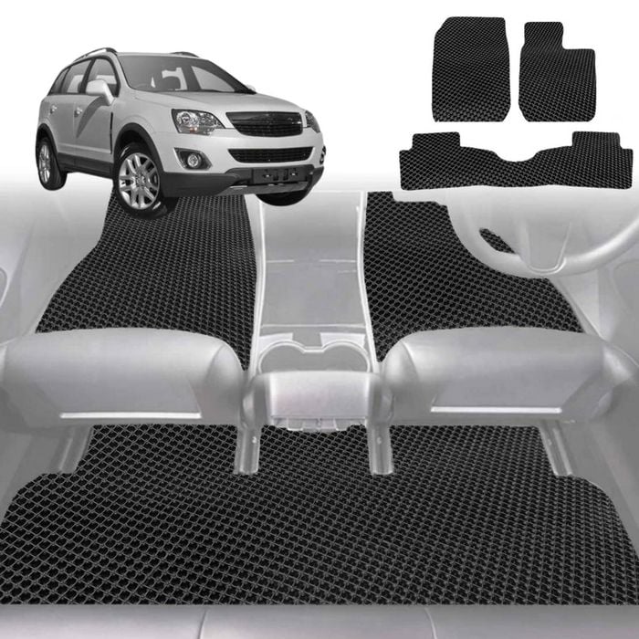 6D Diamond Car Floor Mats for Holden Captiva 5 2006-2015-Full Set-Black-Outback GT