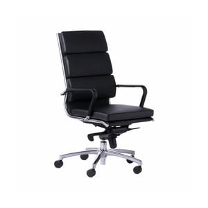 Olg Mode High Back Executive Chair Fixed Arms Polished Base New Black Vinyl