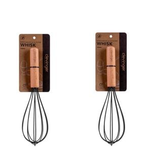 2pcs Beechwood & Silicone Whisk Charcoal