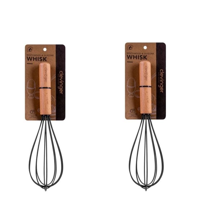2pcs Beechwood & Silicone Whisk Charcoal