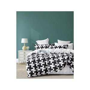 Ardor Queen Size Emerson Cotton Quilt Cover Bedding Set Black