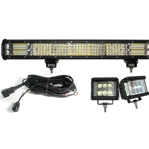 Elinz 23" LED Light Bar 4 Rows Bundle 2x 60W Driving WorkLight Flood Spot Beam