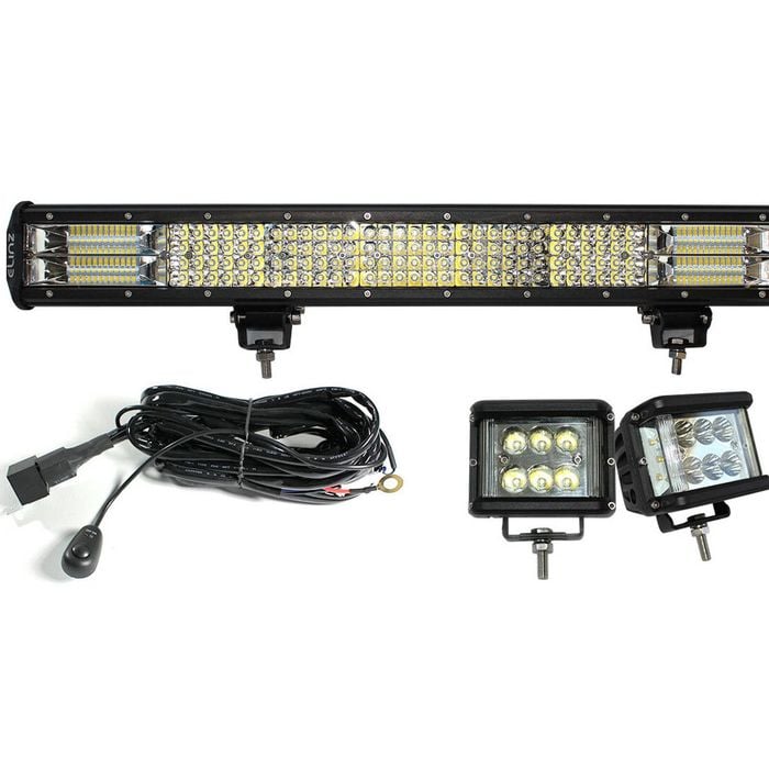 Elinz 23" LED Light Bar 4 Rows Bundle 2x 60W Driving WorkLight Flood Spot Beam