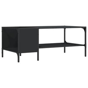 vidaXL Coffee Table with Rack Side Sofa Table Living Room Black Engineered Wood