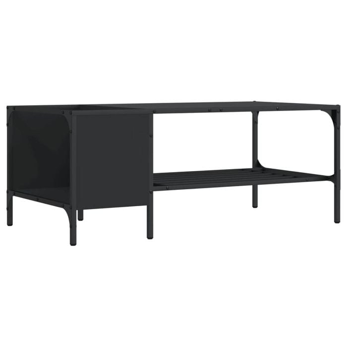 vidaXL Coffee Table with Rack Side Sofa Table Living Room Black Engineered Wood